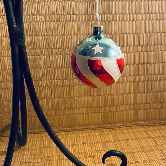 Patriotic Christmas Ornaments Set of 4 Stars and Stripes Red, White, and Blue - Picture 6 of 14